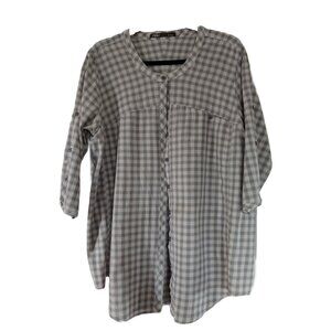 Nau Organic Cotton Mandarin Collar Shirt with Adjustable Sleeves Size L